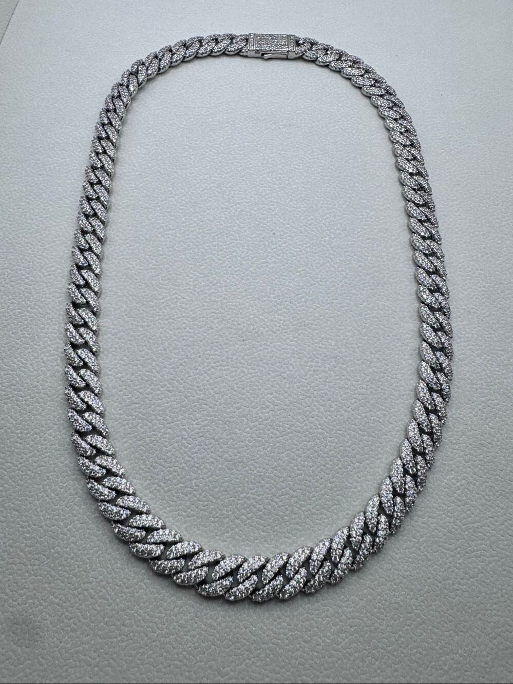 Jaxxon CZ Iced Out Stainless Steel Cuban Link Chain Necklace Silver Size 19in